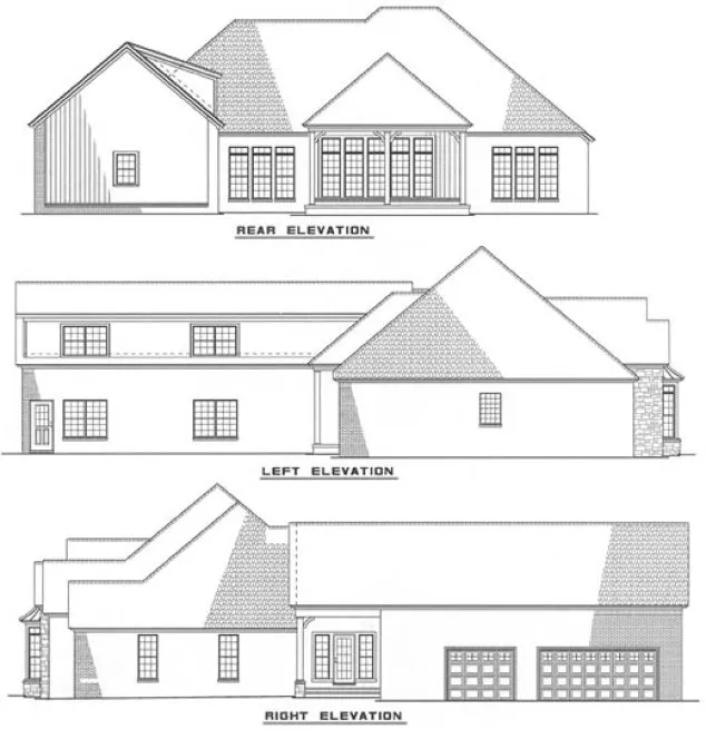 Rear Elevation for House Plan #312220