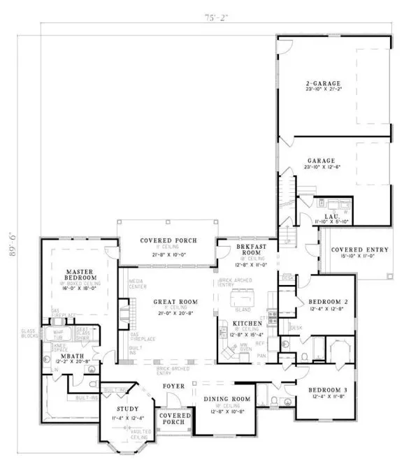 Main Floor Plan for House Plan #312220