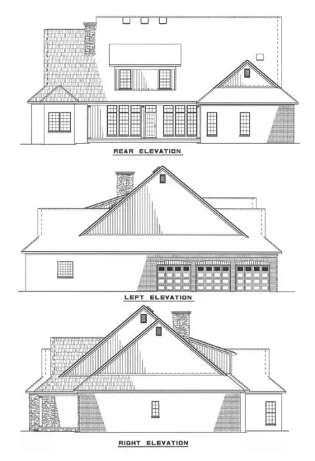 Rear Elevation for House Plan #313220