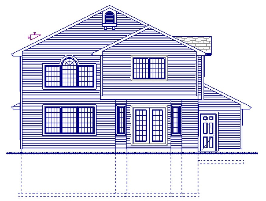 Rear Elevation for House Plan #202040