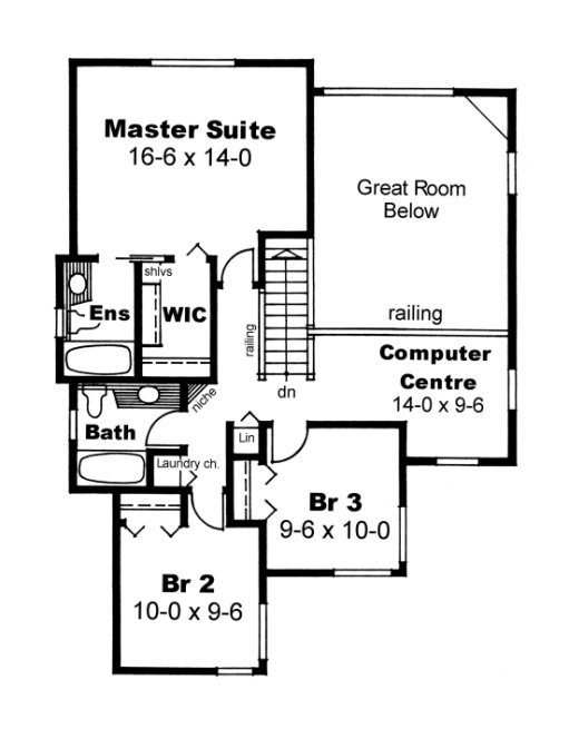 Second Floor Plan for House Plan #202040