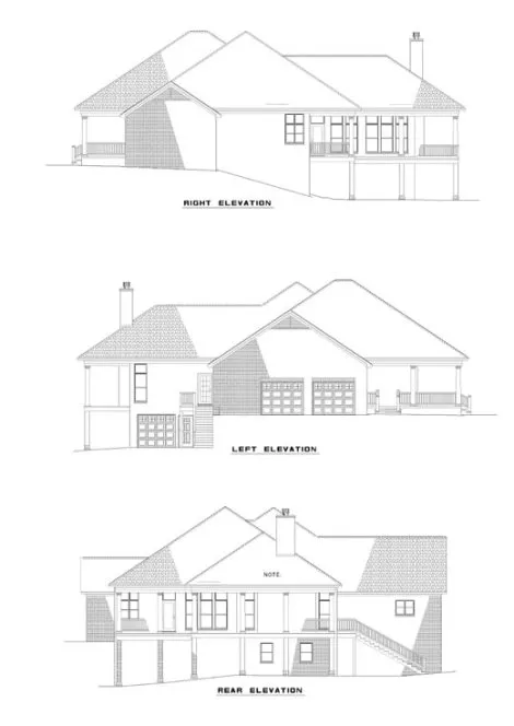 Rear Elevation for House Plan #315220
