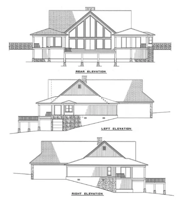 Rear Elevation for House Plan #316220