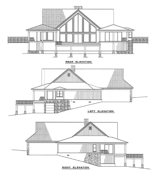 Rear Elevation for House Plan #316220