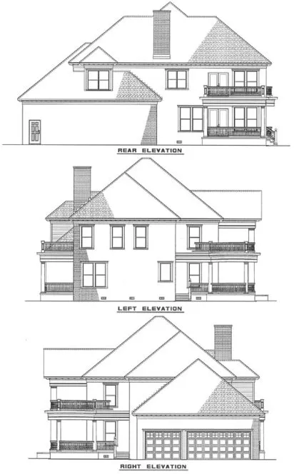 Rear Elevation for House Plan #310320