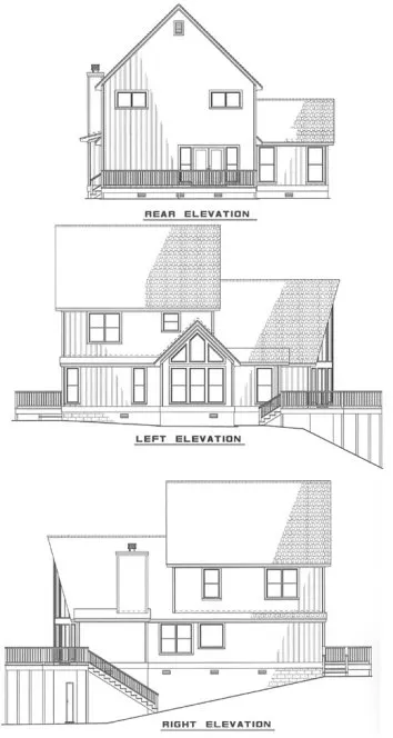 Rear Elevation for House Plan #311320