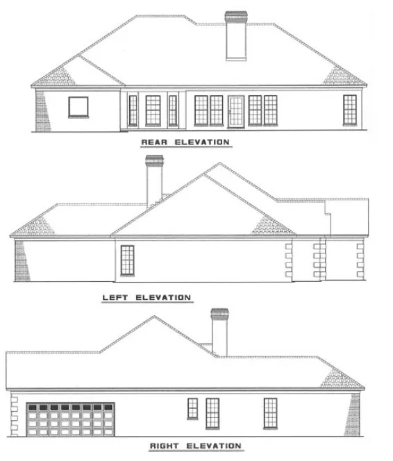 Rear Elevation for House Plan #319420