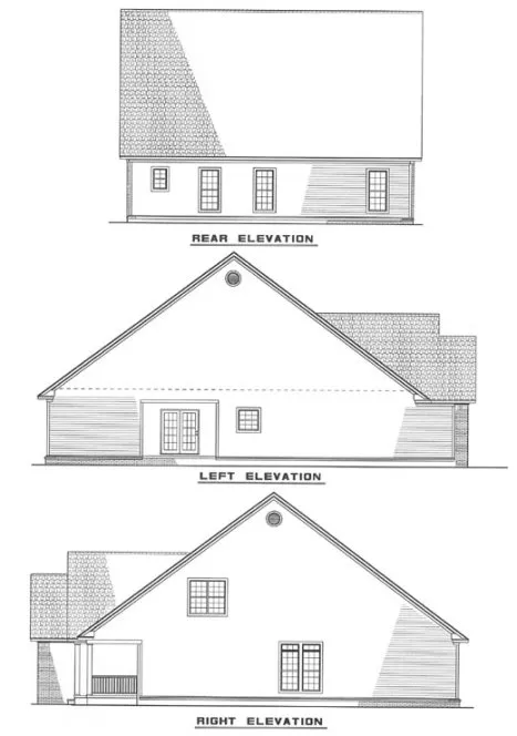 Rear Elevation for House Plan #312520