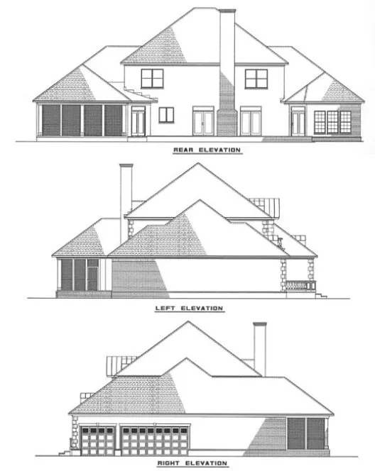Rear Elevation for House Plan #313520