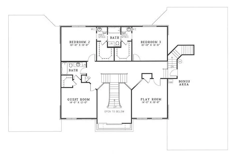Second Floor Plan for House Plan #313520
