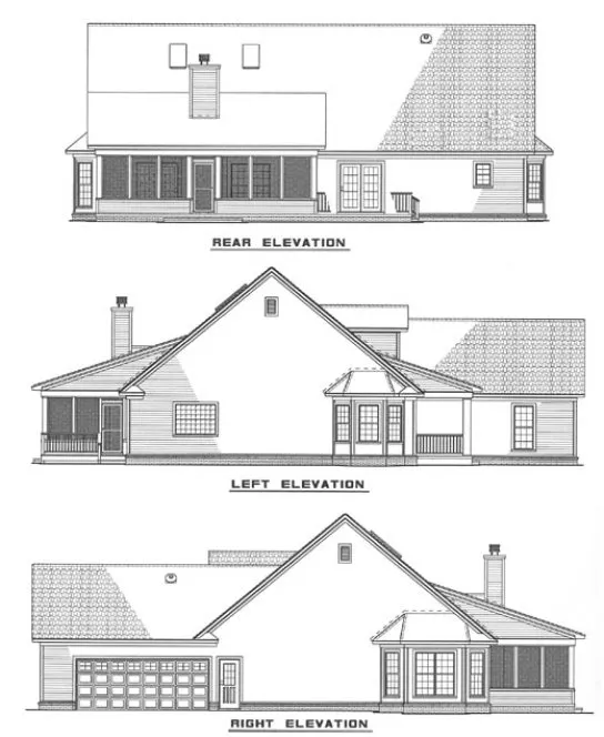 Rear Elevation for House Plan #316520