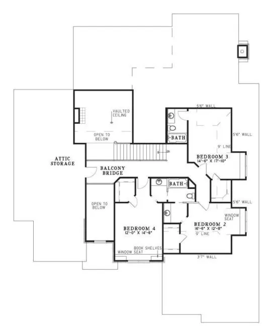 Second Floor Plan for House Plan #318520