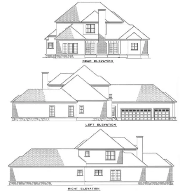 Rear Elevation for House Plan #319520