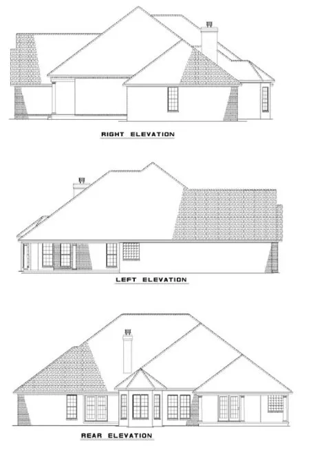 Rear Elevation for House Plan #311620