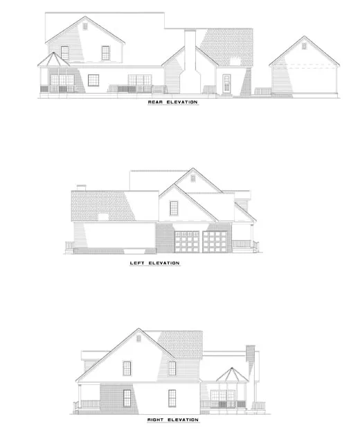 Rear Elevation for House Plan #312620