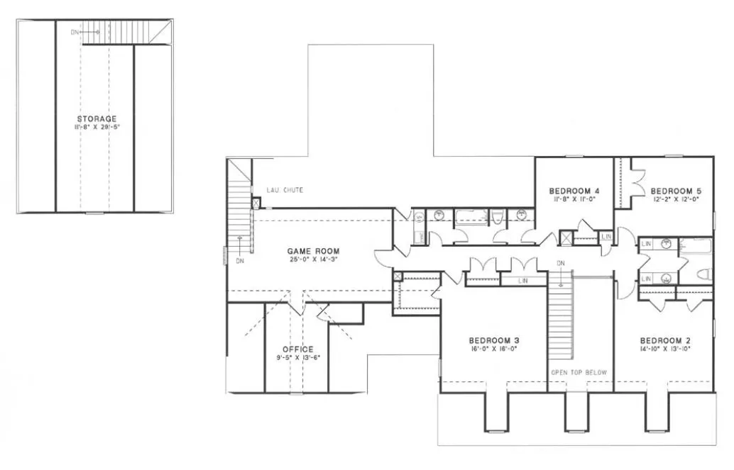 Second Floor Plan for House Plan #312620