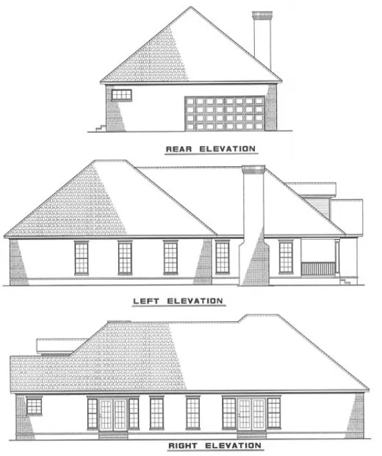 Rear Elevation for House Plan #318620