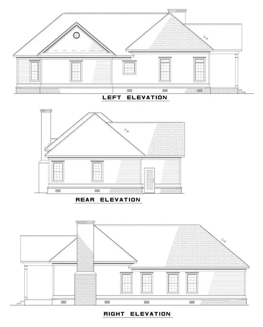 Rear Elevation for House Plan #310720