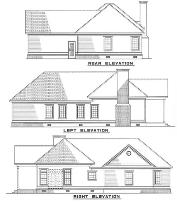 Rear Elevation for House Plan #311720