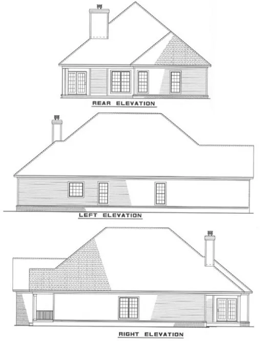 Rear Elevation for House Plan #312720