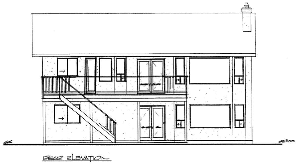 Rear Elevation for House Plan #200964