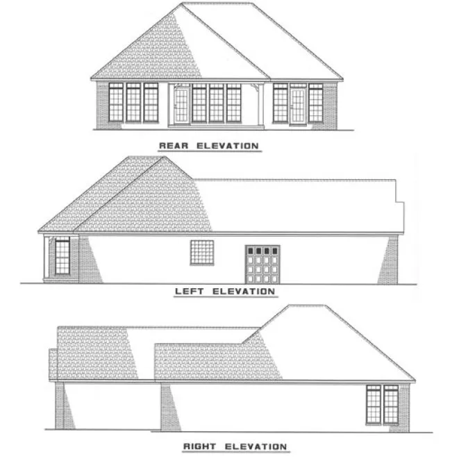 Rear Elevation for House Plan #311820