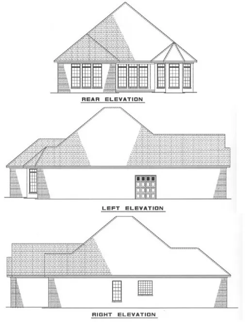 Rear Elevation for House Plan #313820