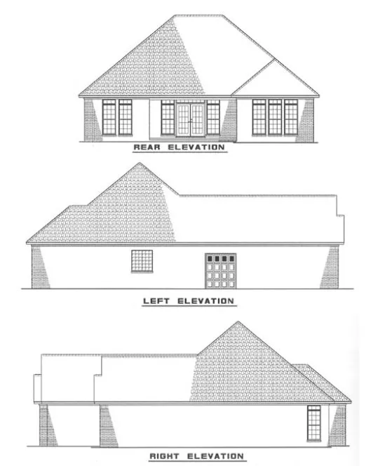 Rear Elevation for House Plan #316820