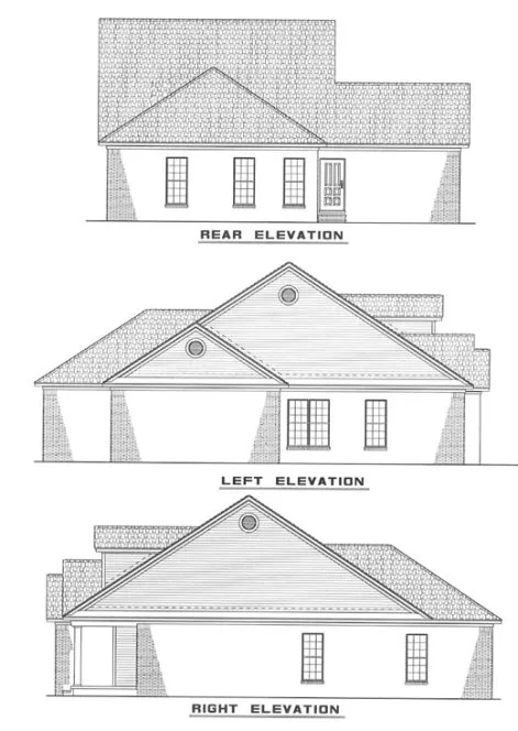 Rear Elevation for House Plan #319820