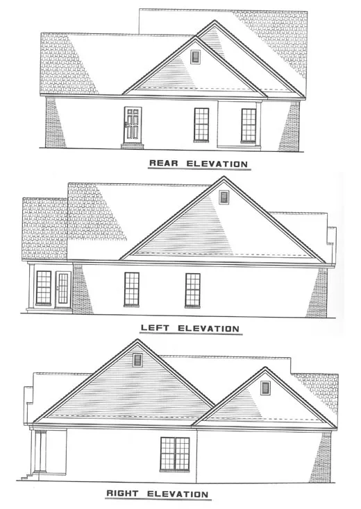 Rear Elevation for House Plan #311920