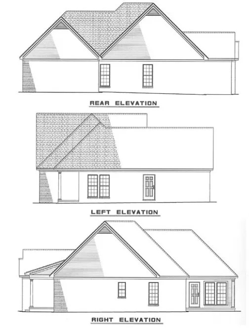 Rear Elevation for House Plan #312920