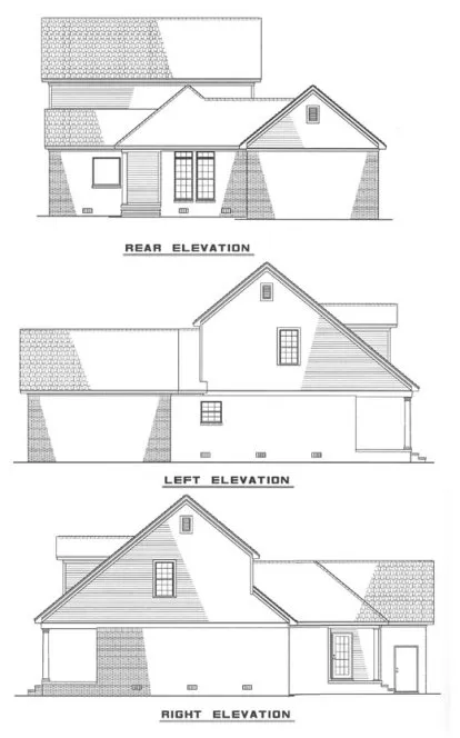 Rear Elevation for House Plan #313920
