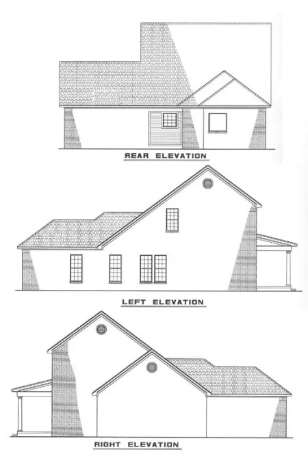 Rear Elevation for House Plan #316920