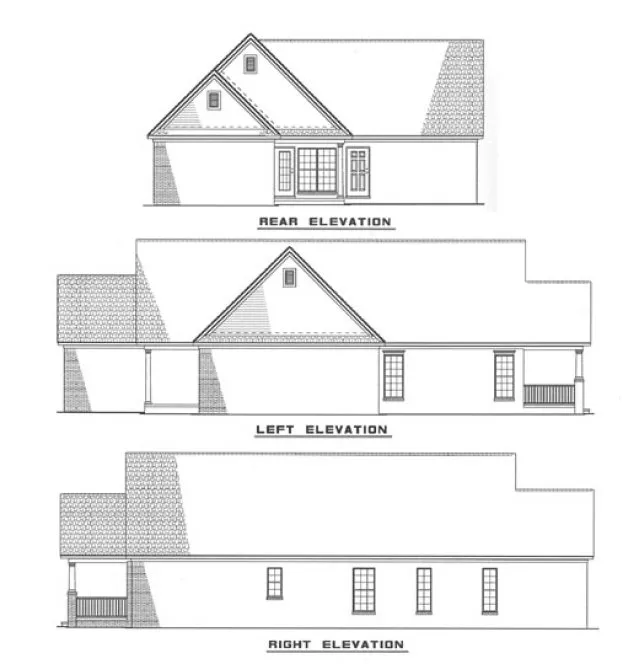 Rear Elevation for House Plan #317920