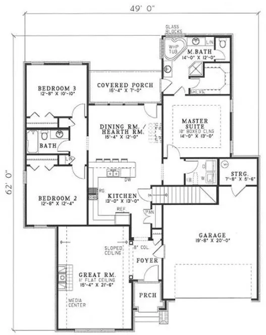 Main Floor Plan for House Plan #311030
