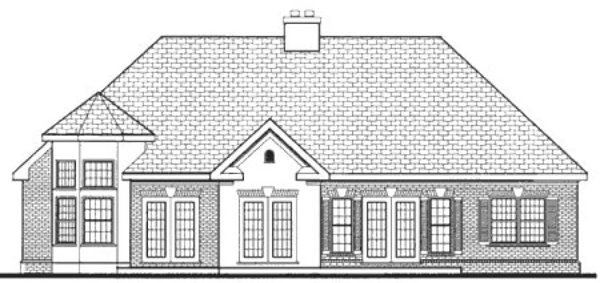 Rear Elevation for House Plan #381002