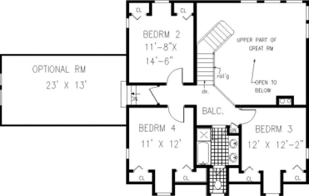 Second Floor Plan for House Plan #384002