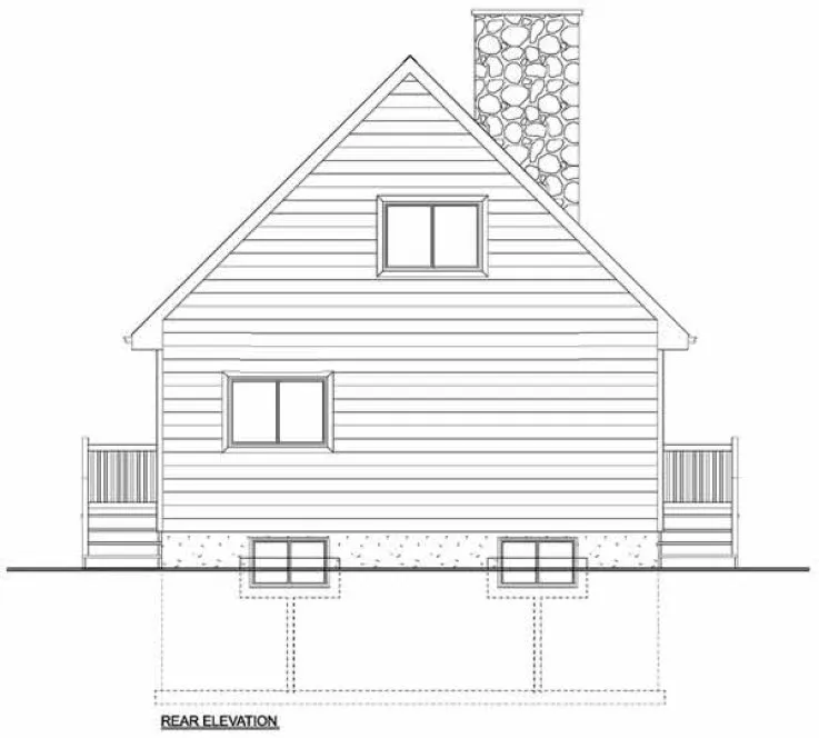 Rear Elevation for House Plan #228107