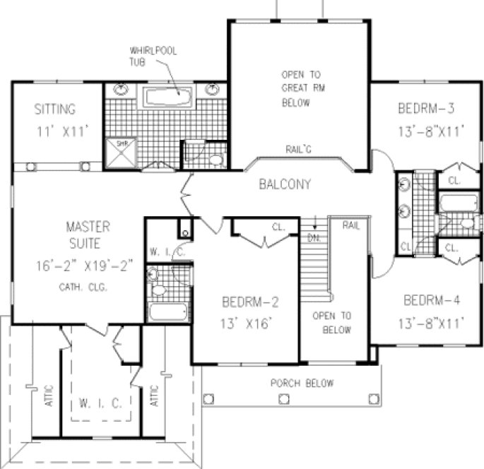 Second Floor Plan for House Plan #388102