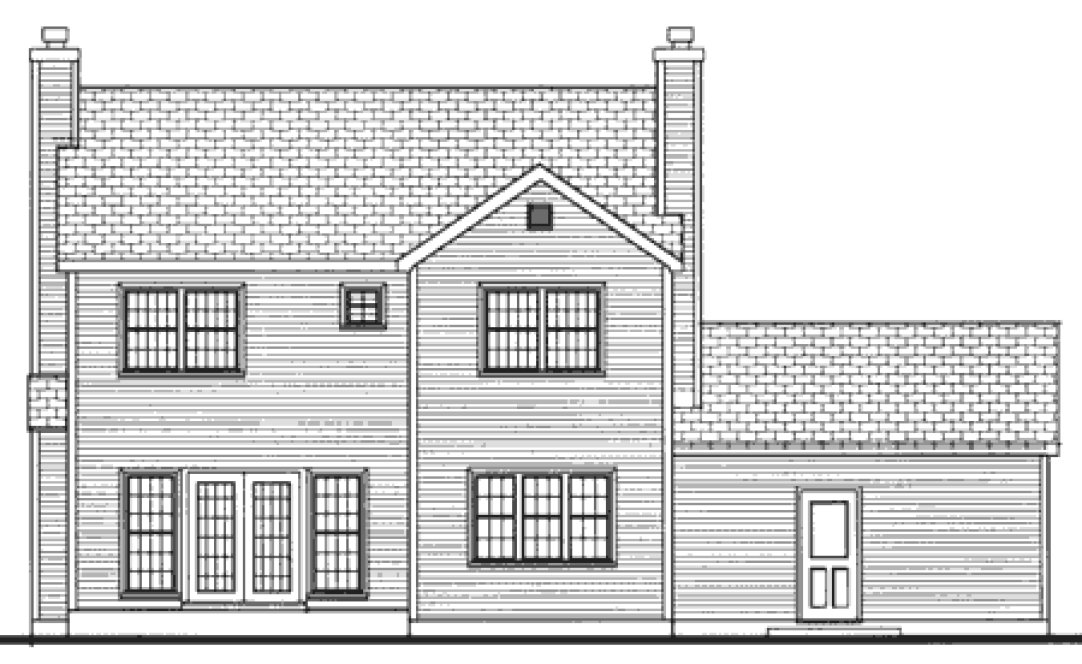 Rear Elevation for House Plan #383202