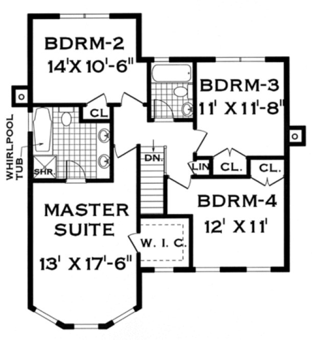 Second Floor Plan for House Plan #383202