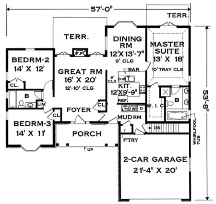 Main Floor Plan for House Plan #381402