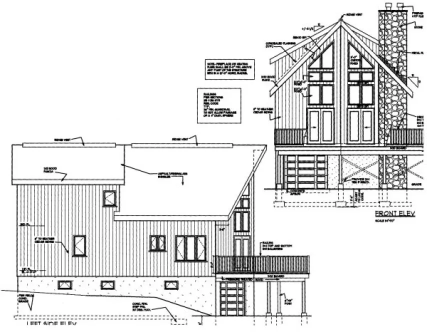 Left Elevation for House Plan #385362