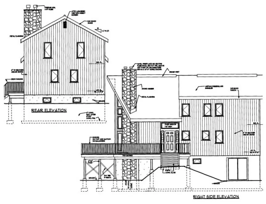 Rear Elevation for House Plan #385362