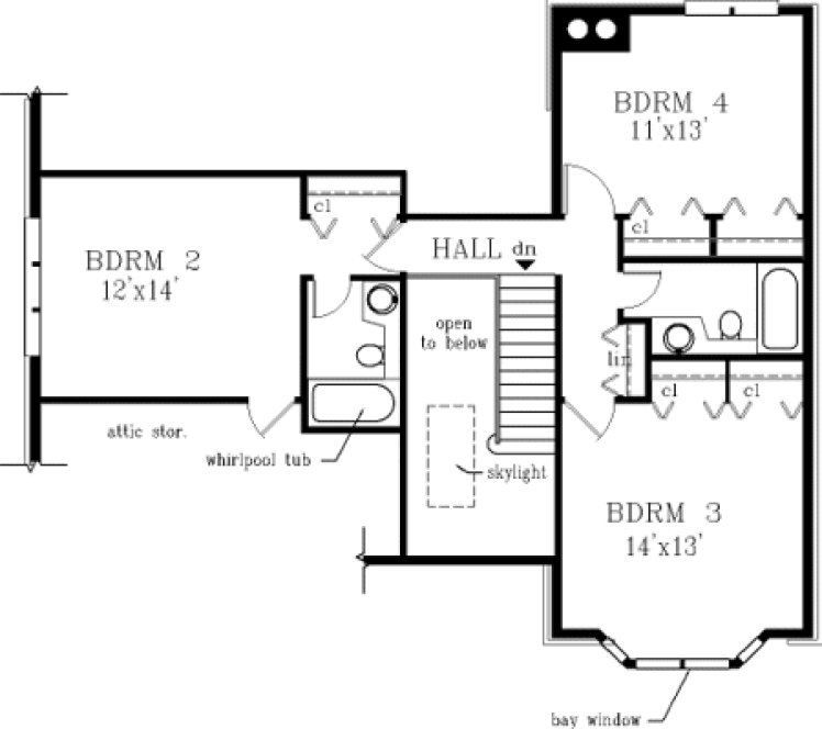 Second Floor Plan for House Plan #385319