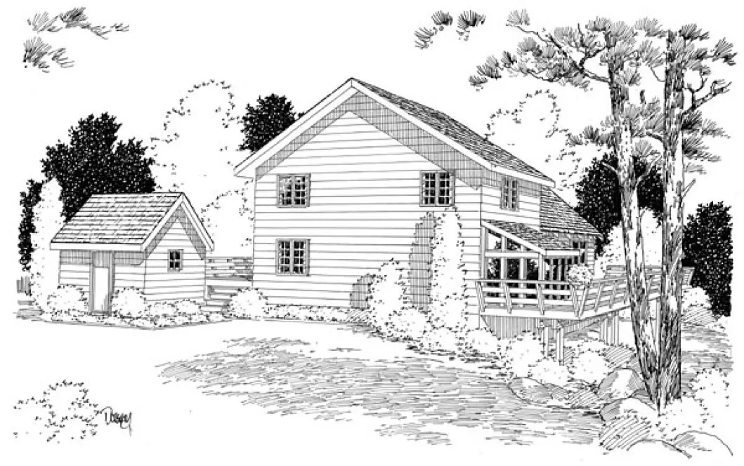 Rear Elevation for House Plan #185151