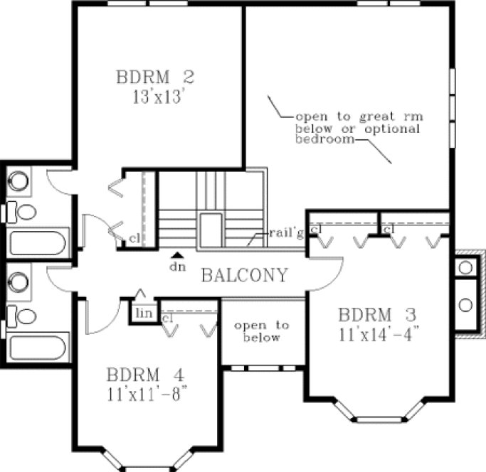Second Floor Plan for House Plan #380939
