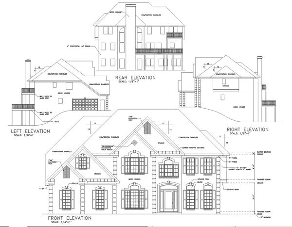 Rear Elevation for House Plan #276003