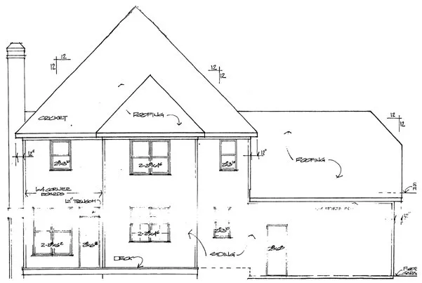 Rear Elevation for House Plan #111071