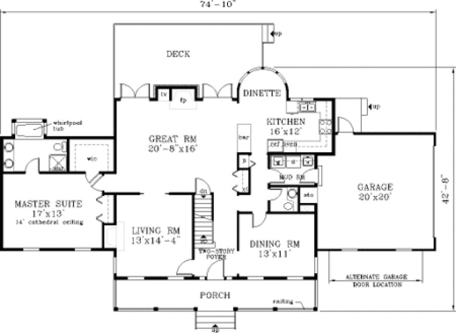 Main Floor Plan for House Plan #382159